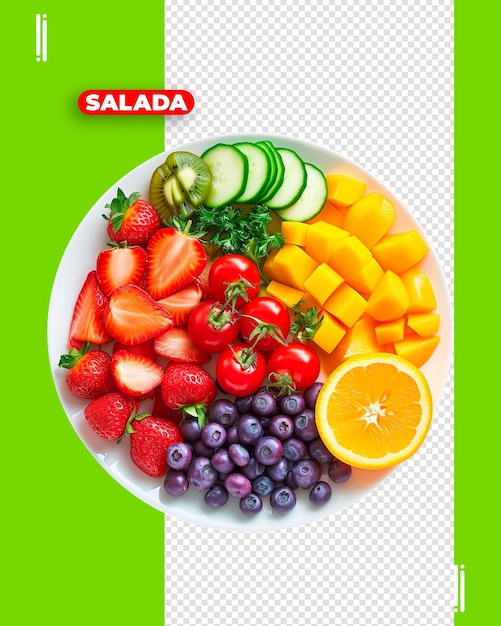 Psd Salade Et Assiette De Fruits Image Sans Fond