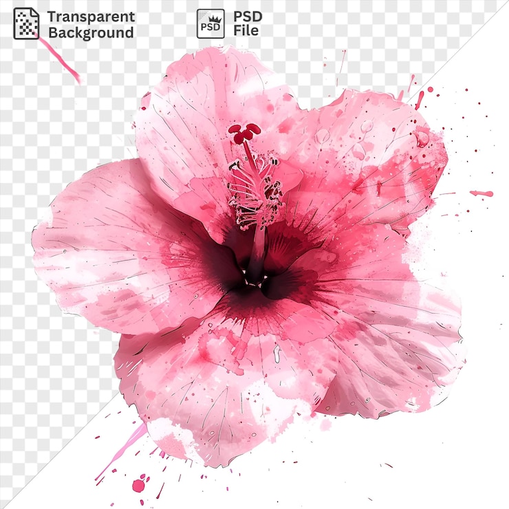 PSD psd salpicaduras de tinta floral símbolo vectorial flor flor flor rosa en un fondo aislado