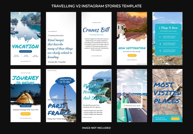 PSD-Sammlung von reisenden Urlaubsdesigns für soziale Medien und Instagram-Story-Vorlagen