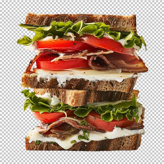 PSD psd-sandwich mit schinken und gemüse auf durchsichtigem hintergrund