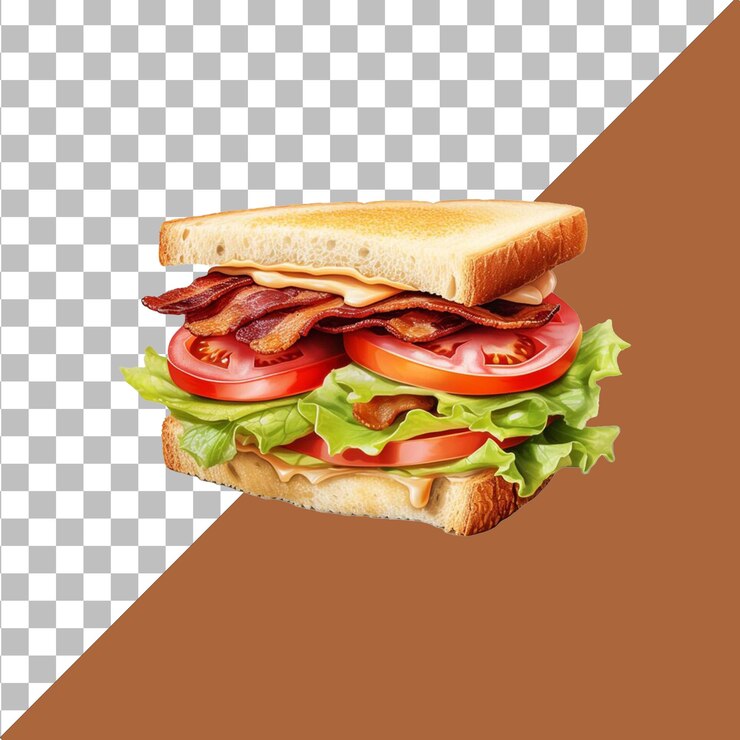 PSD un sándwich con tomates y lechuga con fondo transparente