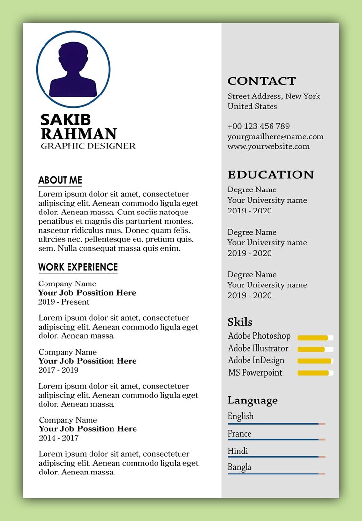 PSD sauber moderner Geschäfts-Resume-Portfolio oder CV-Vorlage.