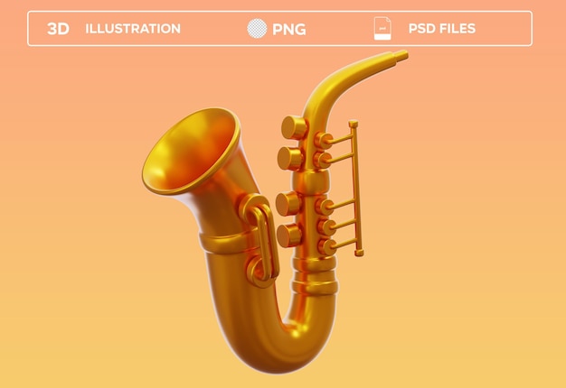 PSD-Saxophon 3D-Illustration