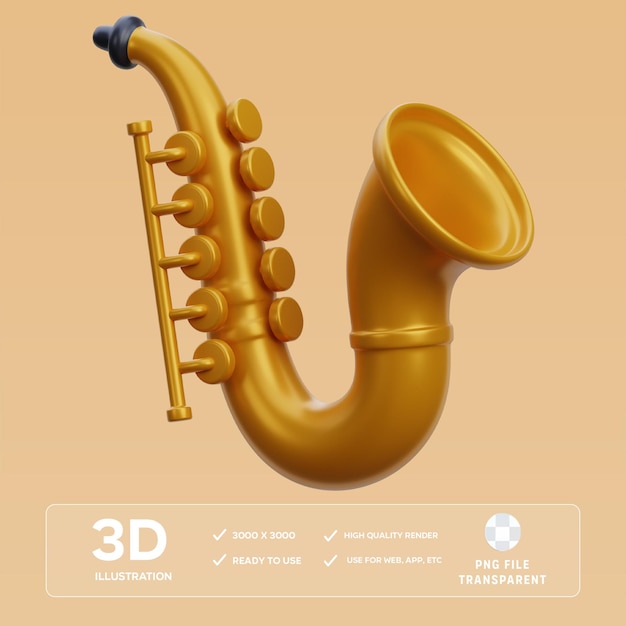 PSD-Saxophon 3D-Illustration