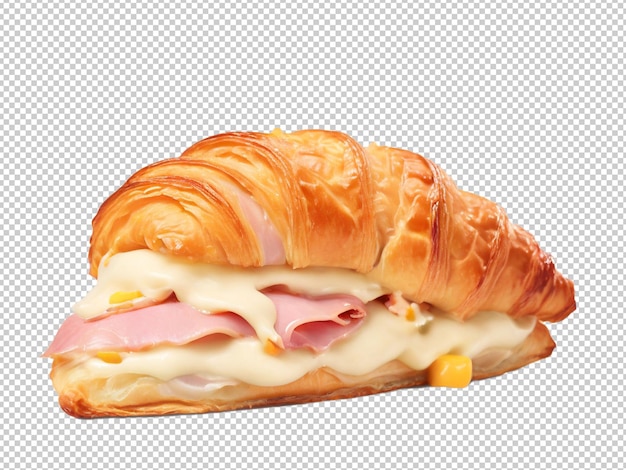 Psd schinken und käse croissant png auf einem transparenten hintergrund