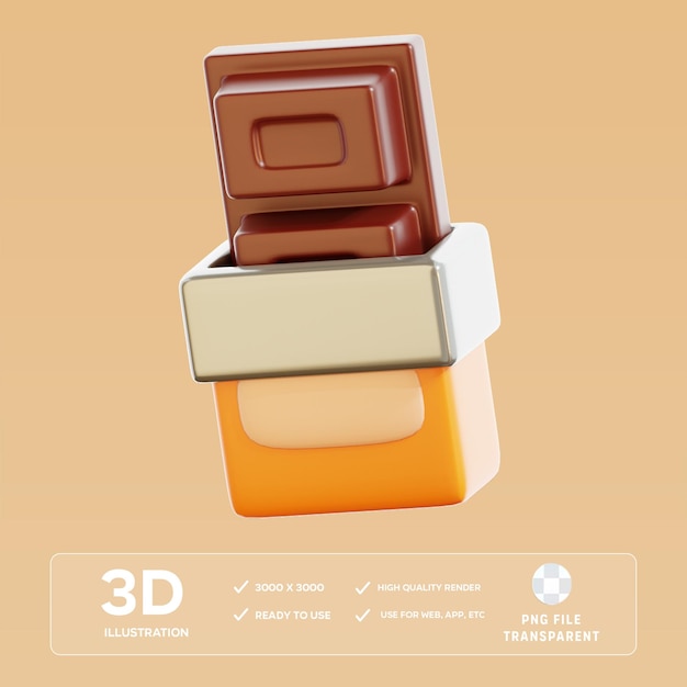 PSD-Schokoladenstange in 3D-Illustration