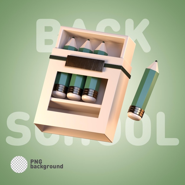 PSD School Pencil Box illustrazione dell'icona 3d Icone di concetto di ritorno a scuola