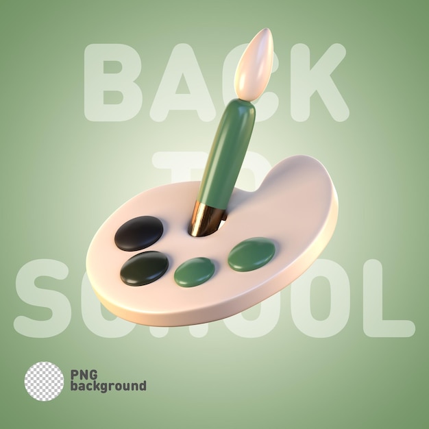 PSD-Schulpalette 3D-Symbolillustration „Zurück zu den Schulkonzeptsymbolen“.