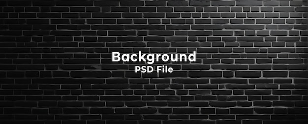 PSD psd schwarze ziegelsteinmauer panoramabrunchen hintergrund breiter alter schwarzer wand textur ziegelsteine dunkel