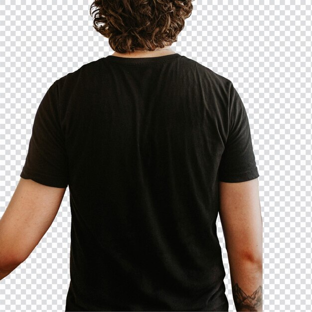 PSD schwarzes T-Shirt mit durchsichtigem Hintergrund