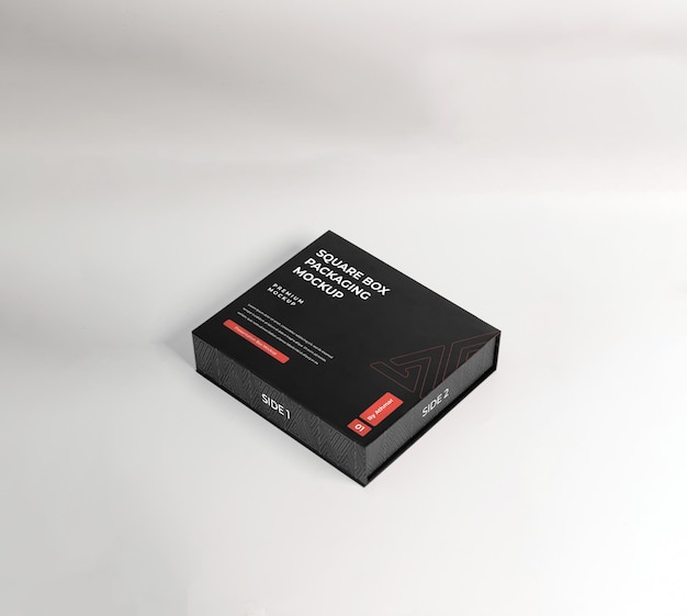 PSD schwarzes Verpackungsbox-Mockup mit wechselbarer Hintergrundfarbe