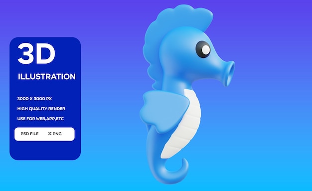 PSD Seahorse 3D-Illustration