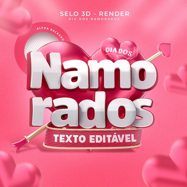 PSD psd selo dia dos namorados render 3d