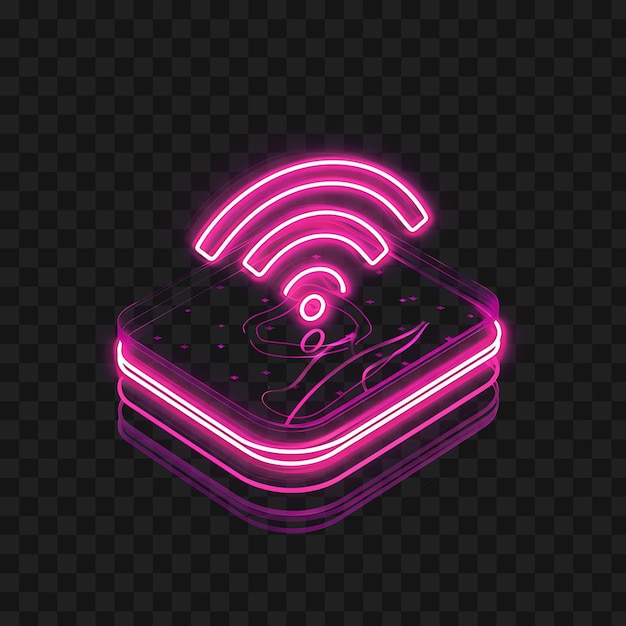 Psd semi transparente neon pulsando router icon com design plano web símbolo de vidro 4096px design art