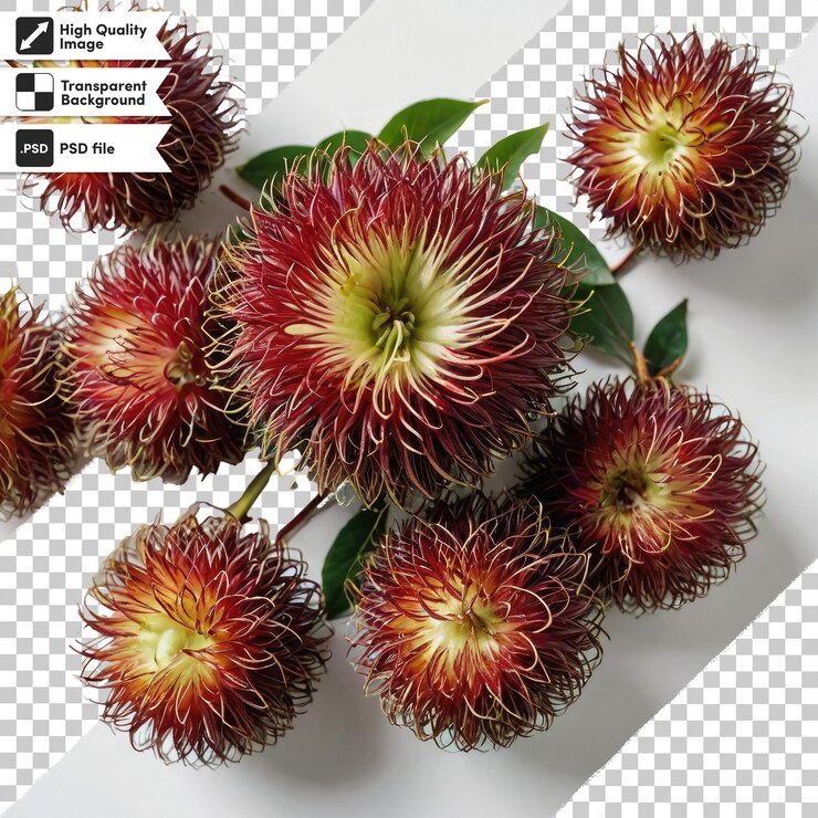 PSD psd semillas de durian rojo durian marangang en fondo transparente con capa de máscara editable