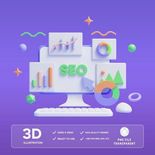 psd seo analysis 3d illustration