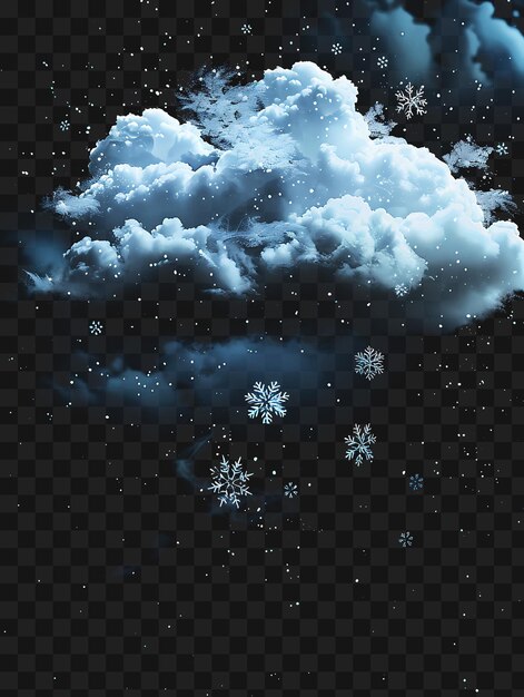 Psd serene stratus cloud com delicados flocos de neve e brilhante t-shirt y2k neon glow arte de tatuagem de tinta