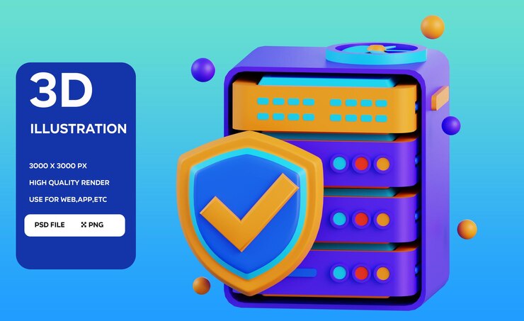 PSD psd server protection 3d illustration