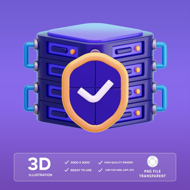 PSD psd server protection icon 3d illustration