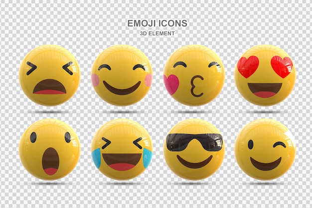 PSD-Set der Reaktion der sozialen Medien 3D-Emoticon
