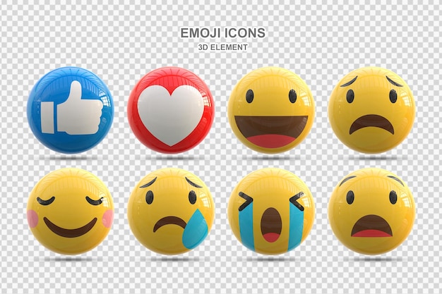 PSD-Set mit 3D-Emoticons für Social-Media-Reaktionen