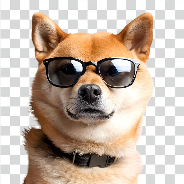 PSD psd shiba inu wearing sunglasses on transparent background