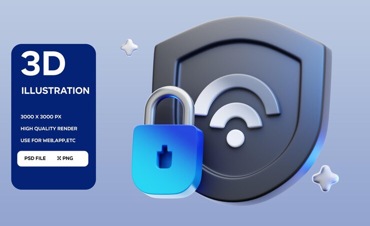 PSD psd shield lock 3d illustration