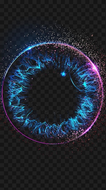 PSD psd de signe biométrique de l'iris avec un cadre de tableau circulaire avec l'iris pa transparent isolé y2k art