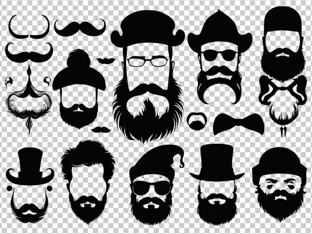 PSD psd d'une silhouette de barbe et de moustache sur un fond transparent