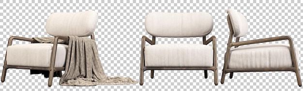 PSD sillón de muebles conjunto contemporáneo aislar fondos transparentes renderizado en 3D