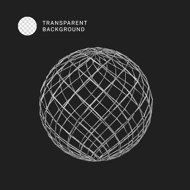 PSD silver geometric sphere 3d render illustration isolated