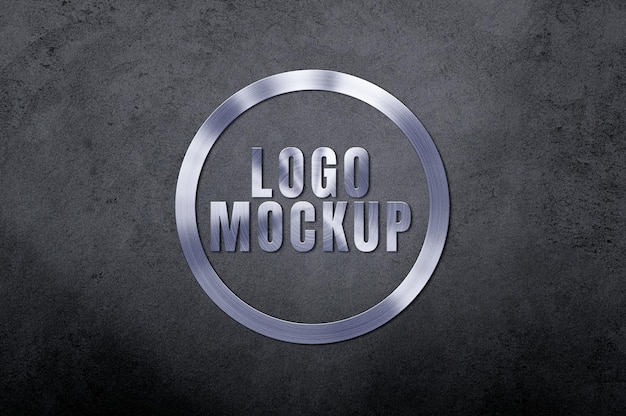 PSD Silver Metal Logo Mockup Design (disegno del logo del metallo d'argento)