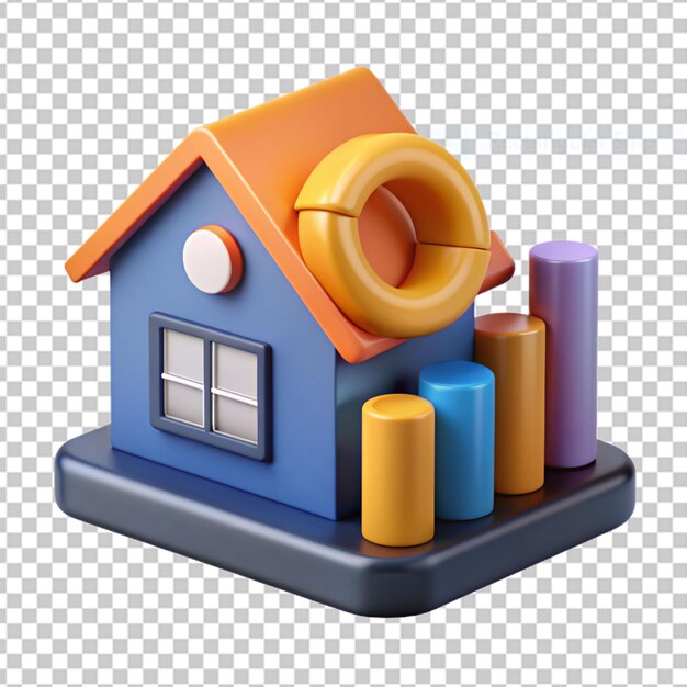PSD simulacro de icono de bienes raíces tridimensional