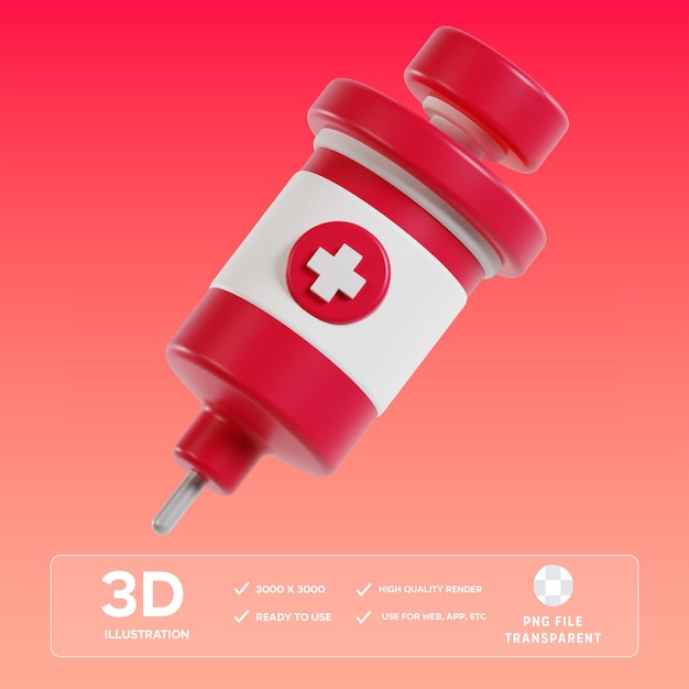 PSD Siringa 3D Ilustración de la aguja