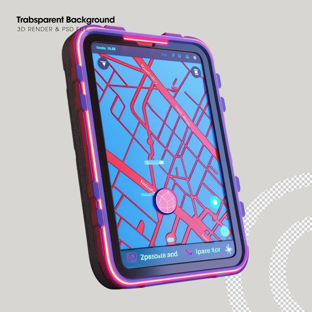 PSD-Smart-GPS-Kartenelement isoliertes 3D-Objekt