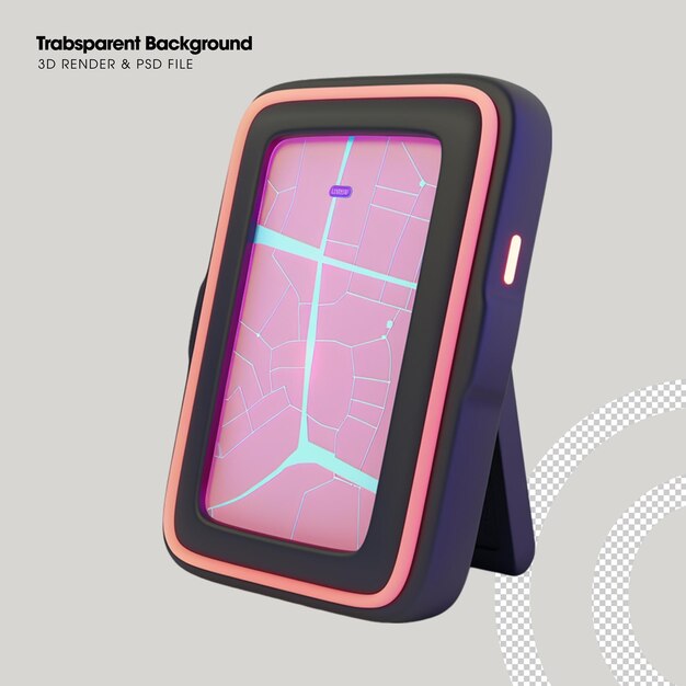 PSD-Smart-GPS-Kartenelement isoliertes 3D-Objekt
