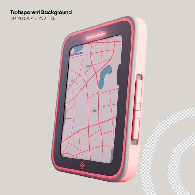 PSD-Smart-GPS-Kartenelement isoliertes 3D-Objekt