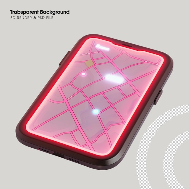 PSD-Smart-GPS-Kartenelement isoliertes 3D-Objekt