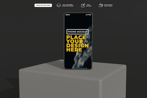 PSD-Smartphones mit schwarzem Hintergrundmockup