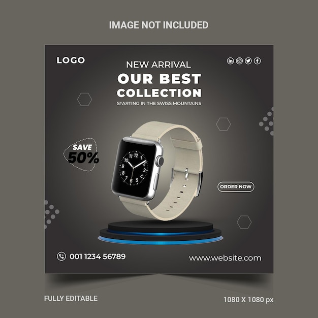 PSD-Smartwatch-Produktverkauf Instagram-Social-Media-Beitrag