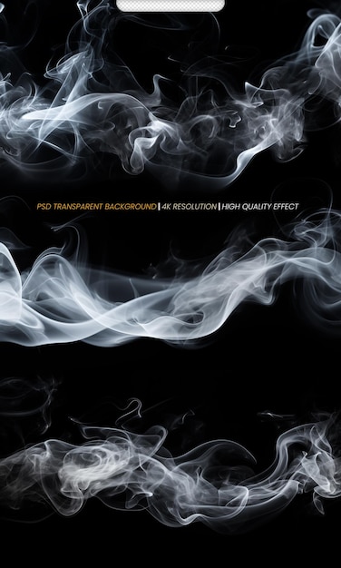PSD psd smoke isolated on transparent black background