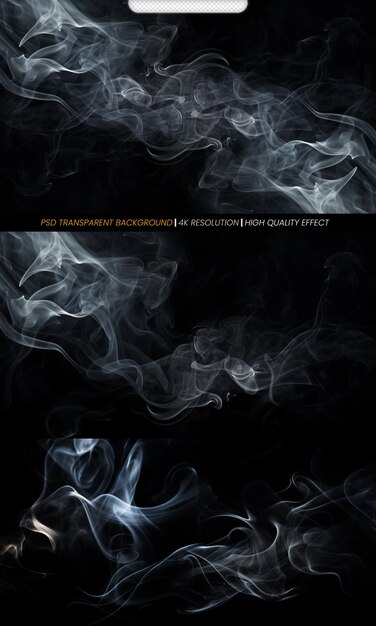 PSD psd smoke isolated on transparent black background