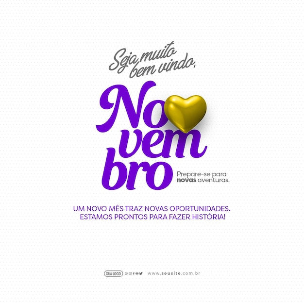 PSD Social Media Bem-vindo Novembro Você é muito bem-vindo