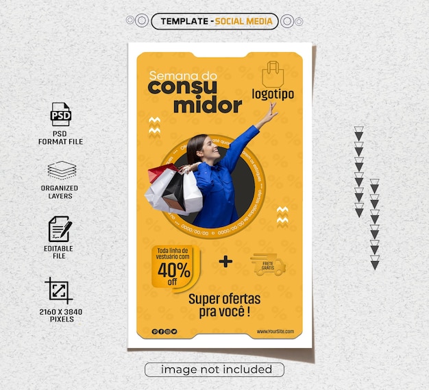 PSD psd social media para composicao de tema de vendas do dia do consumidor