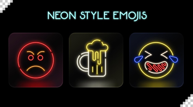 Psd-social-media-emojis im neonstil