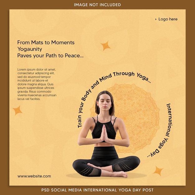 Psd social media Giorno dello Yoga post che celebra il 21 giugno come Giornata dello Yoga