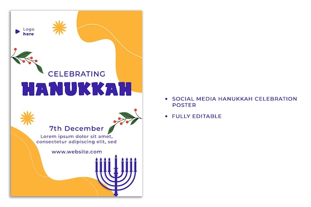 Psd Social Media Hanukkah A4 Plakatvorlagen Hanukkah Feier Vorlagen