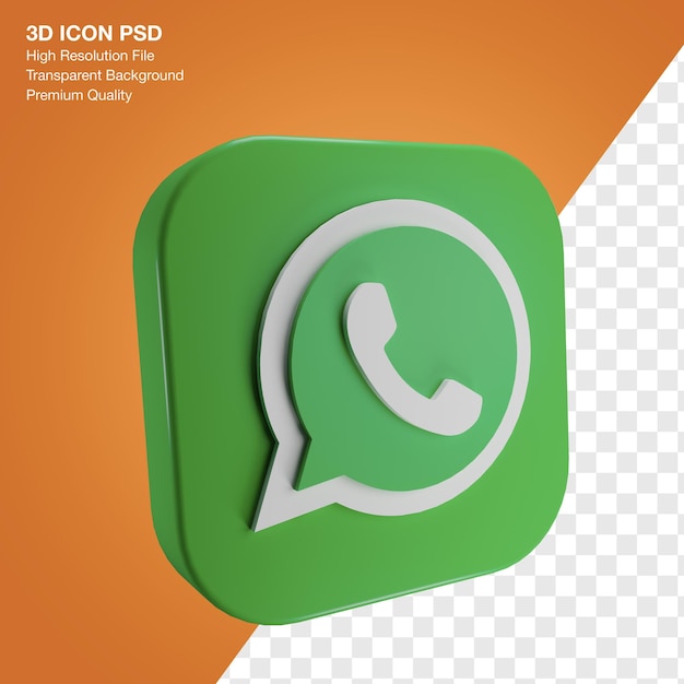 PSD social media logo whatsapp sull'icona quadrata 3d