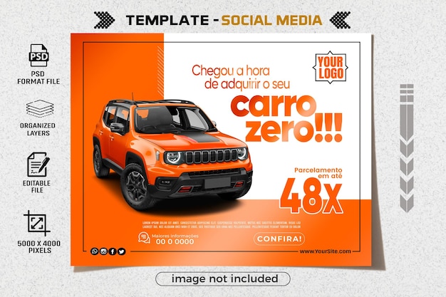 PSD Social media para temas e campanhas de venda de veículos