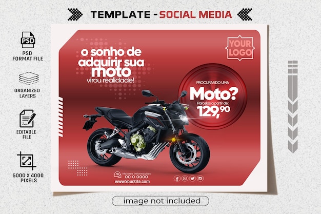 PSD psd social media post para campanha de consórcio e vendas de motocicleta